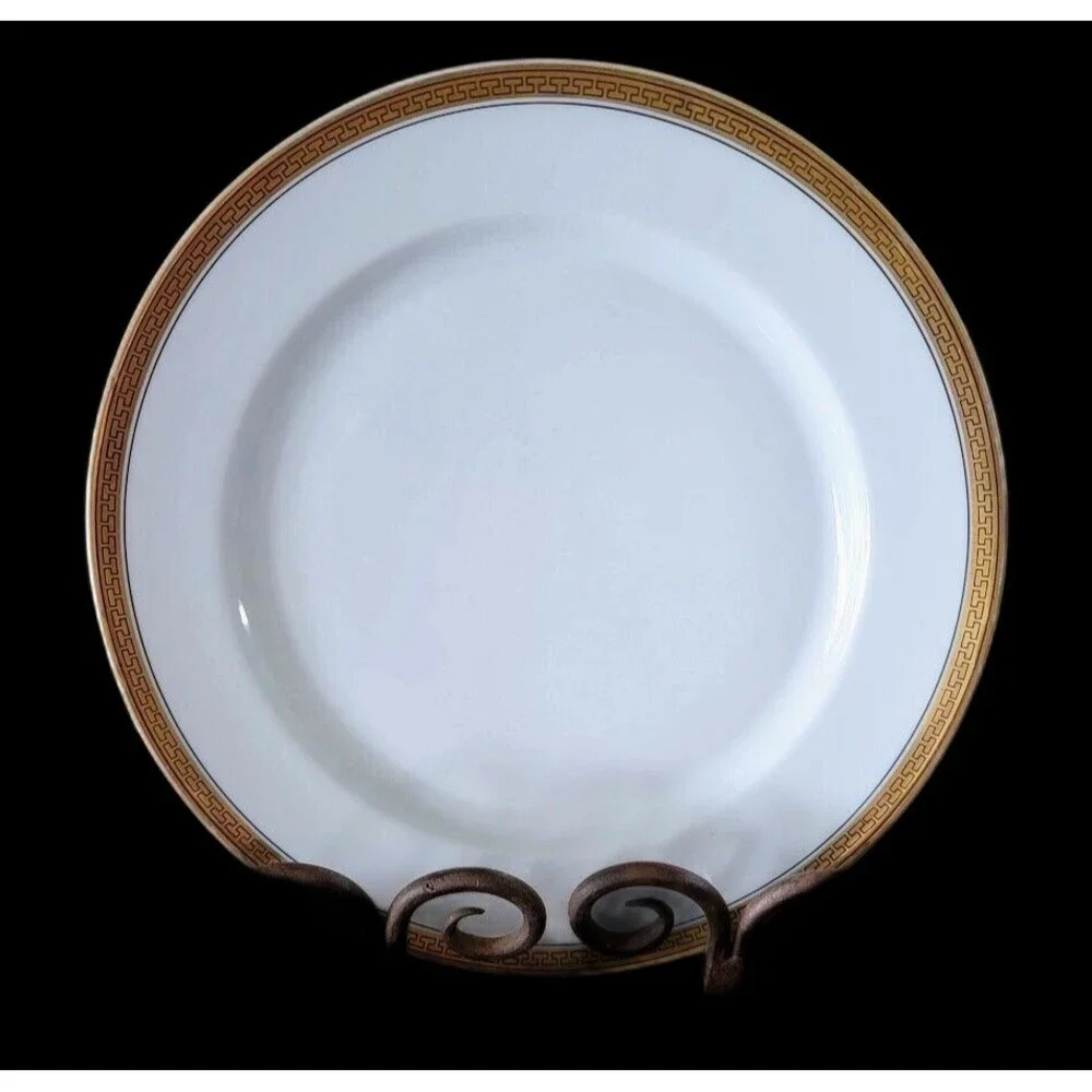Vintage Heinrich - H&Co Selb Bavaria Gold Greek Key Band Salad Plates- Set of 4